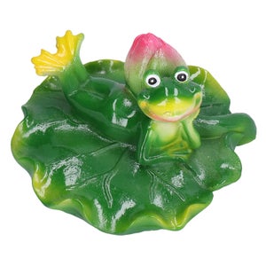 Décoration Grenouille Sur Feuille De Lotus - Figurine Résine Pour étang, Jardin, Fontaine, 15x13cm