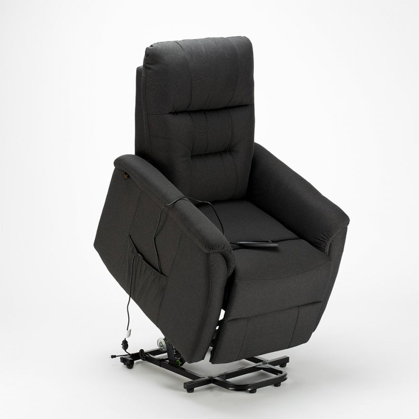 Fauteuil relax électrique inclinable en tissu avec roues et releveur Marie - 4