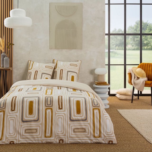Parure de lit 2 personnes géométrique réversible 240x220cm