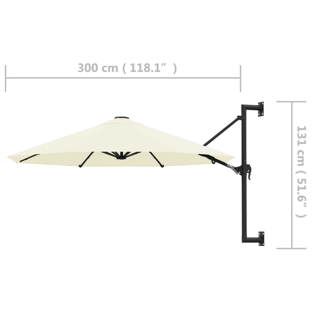 Maison Exclusive - Parasol mural avec mât métallique 300 cm Sable - 8