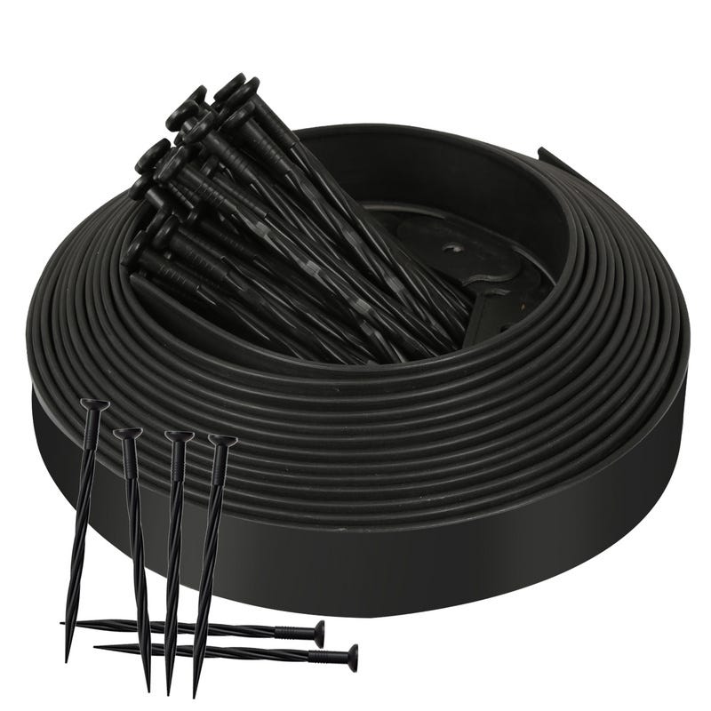 Bordure De Pelouse Flexible 10m GARDENIX - Hauteur 45mm Avec 30 Piquets - Bordure Jardin Et Allée