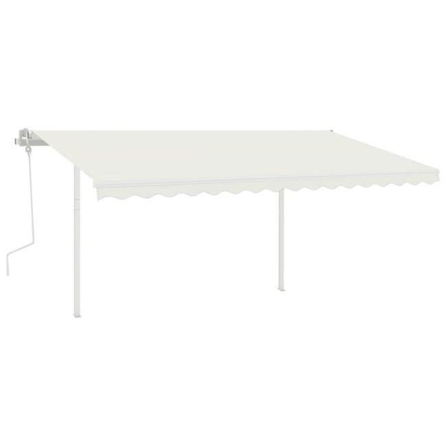 vidaXL Tenda da Sole Retrattile Manuale con Pali 4,5x3 m Crema vidaXL Tenda da Sole Retrattile Manuale con Pali 4,5x3 m Crema