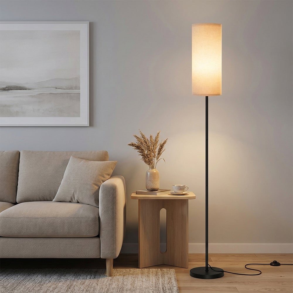 Lampadaire LED 12W Dimmable avec Télécommande Magnétique, Abat-Jour en Lin, Noir, 160 cm (Ampoule incluse) - 8
