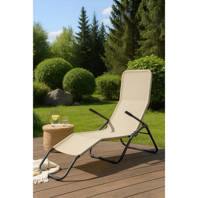 Sedia Sdraio Lettino Mare Acciaio Sdraio Beige Lettino Mare