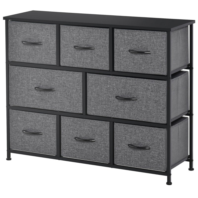 Commode HOMCOM avec 8 tiroirs en tissu et poignées, structure en métal ...