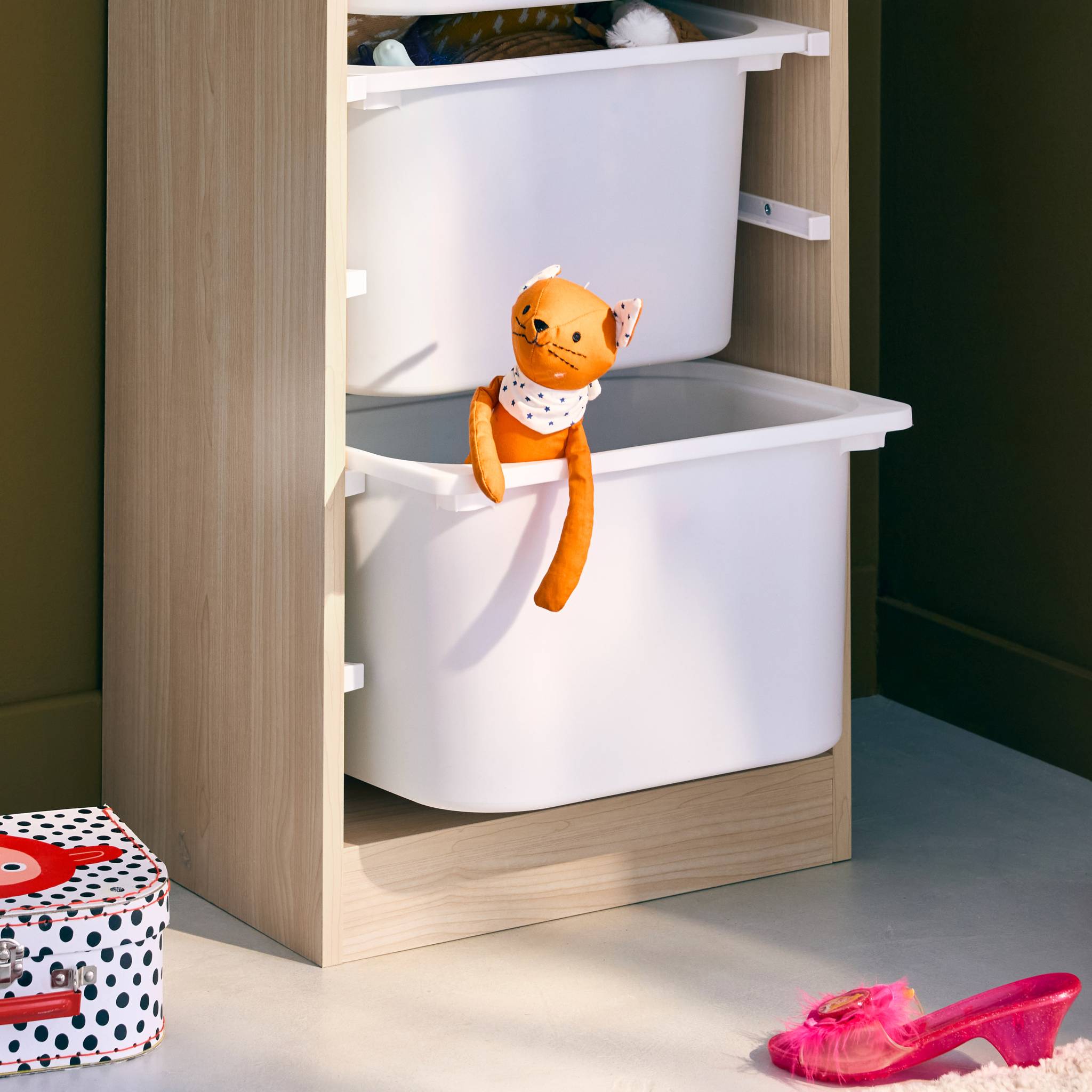 Contenitore per bambini con 4 contenitori, Marrone naturale - 3
