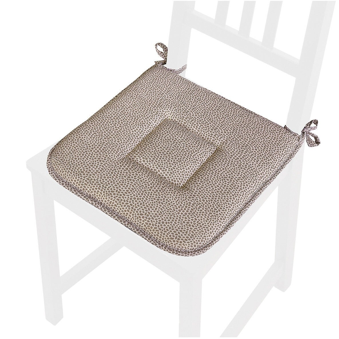 Lot De 4 Coussins De Chaise Coton Avec Des Lacets Lavable Doux Universel Repéré - Marron - 2