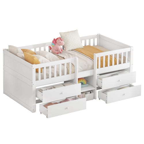 Mobilier chambre rose poupées, échelle 1/4 en pin teinté (au détail ou Mobilier chambre rose poupées, échelle 1/4 en pin teinté (au détail ou
