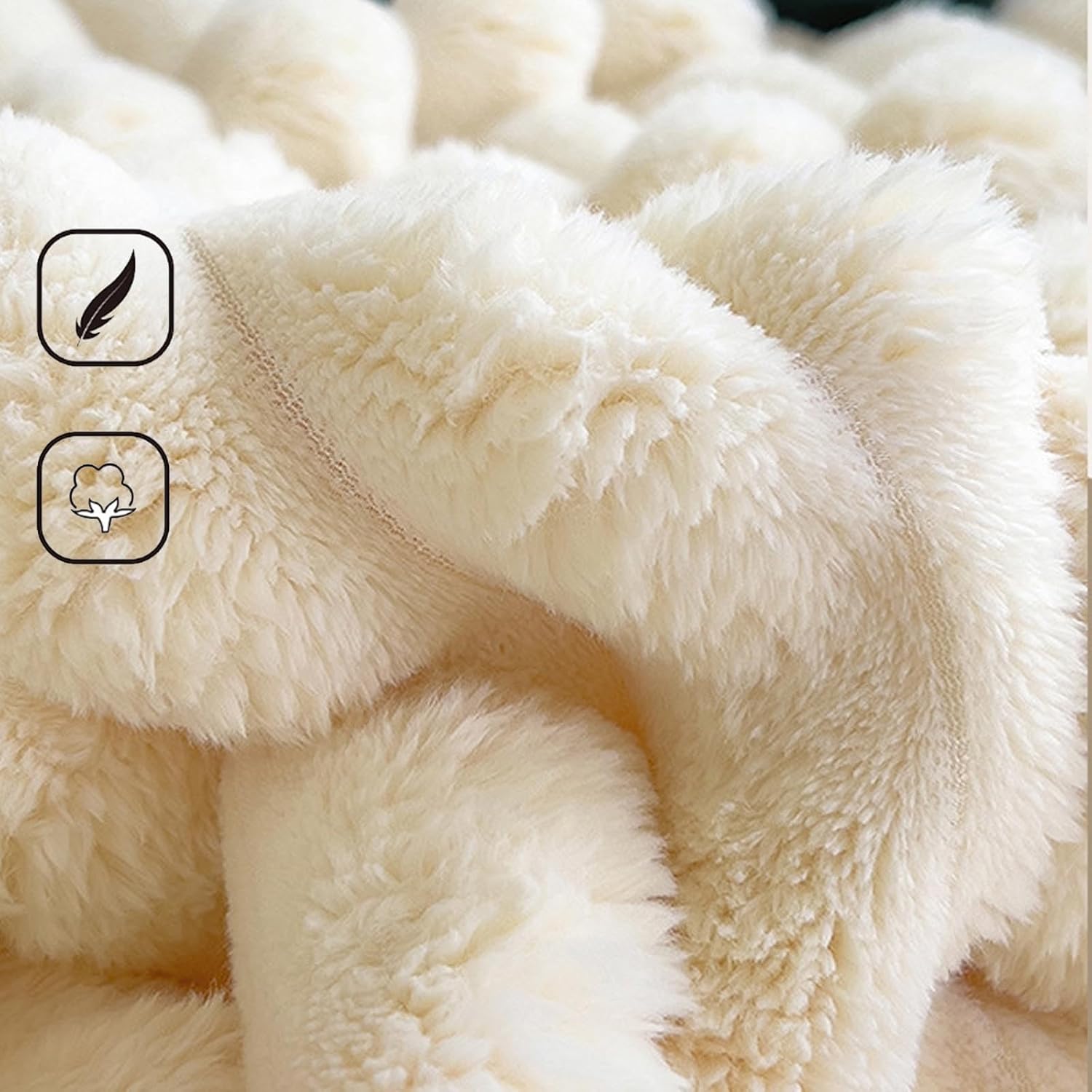 Couverture en laine, plaid, jeté de canapé, doux et confortable, poils longs, hiver - blanc - 100 x 150 cm - 3