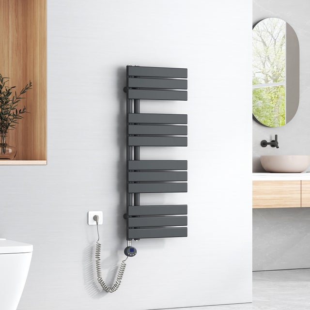 EMKE Sèche-serviettes Électrique 104 x 40 cm - Commande Intelligente avec Programmateur Hebdomadaire par APP - 400W - Anthracite Mat