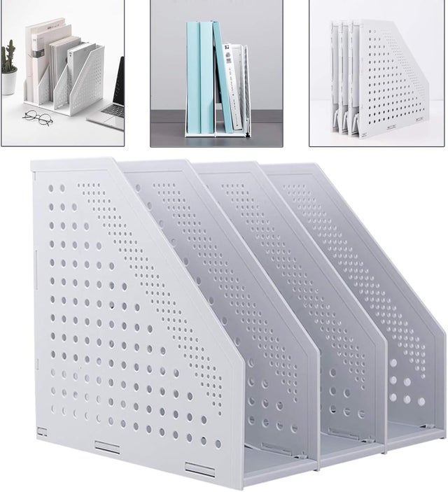Porte-revues pliable,3 compartiments Porte Revue Bureau Dossier Classeur Rangement Documents Porte Livre pour Bureau École papeterie Document en papie