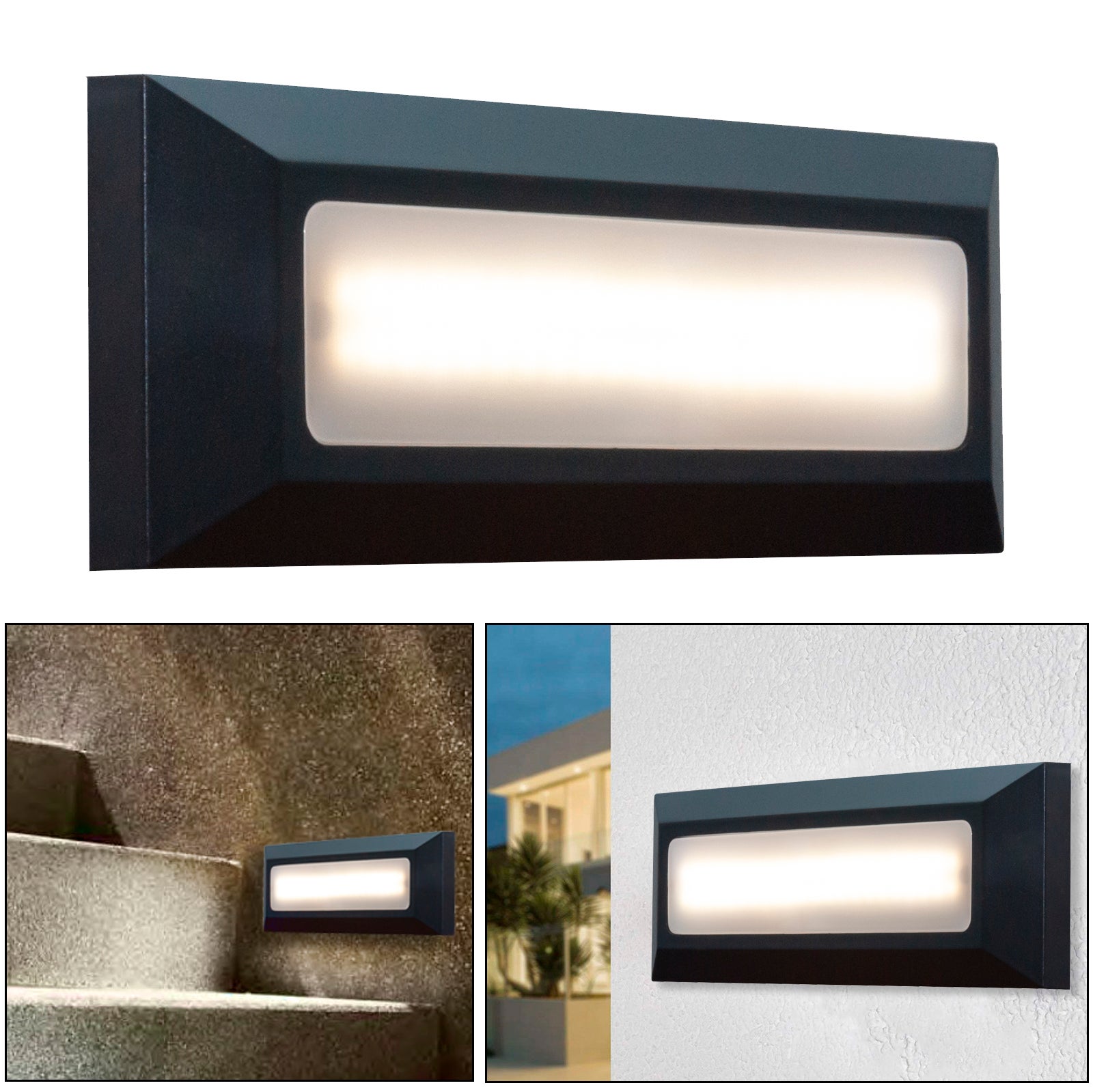 Lot De 4 Appliques Murailes Rectangle – Éclairage Haut/Bas, IP65 – Pour Intérieur/Extérieur – GU10 – Aigostar