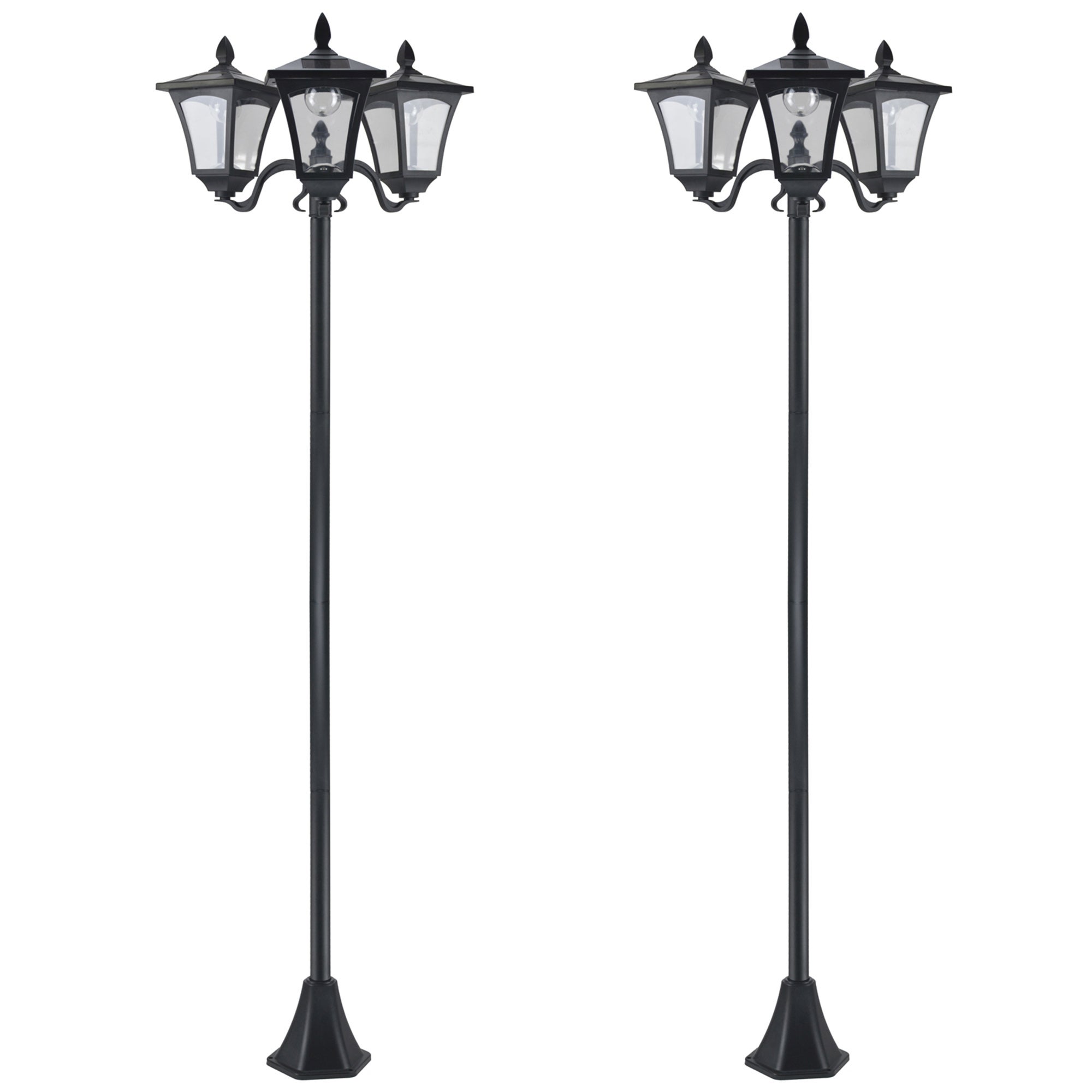 Lanterne Solari Da Esterno: Set Da 2 In Metallo Nero, Design Trapezio, Perfette Per Giardino E Terrazzo