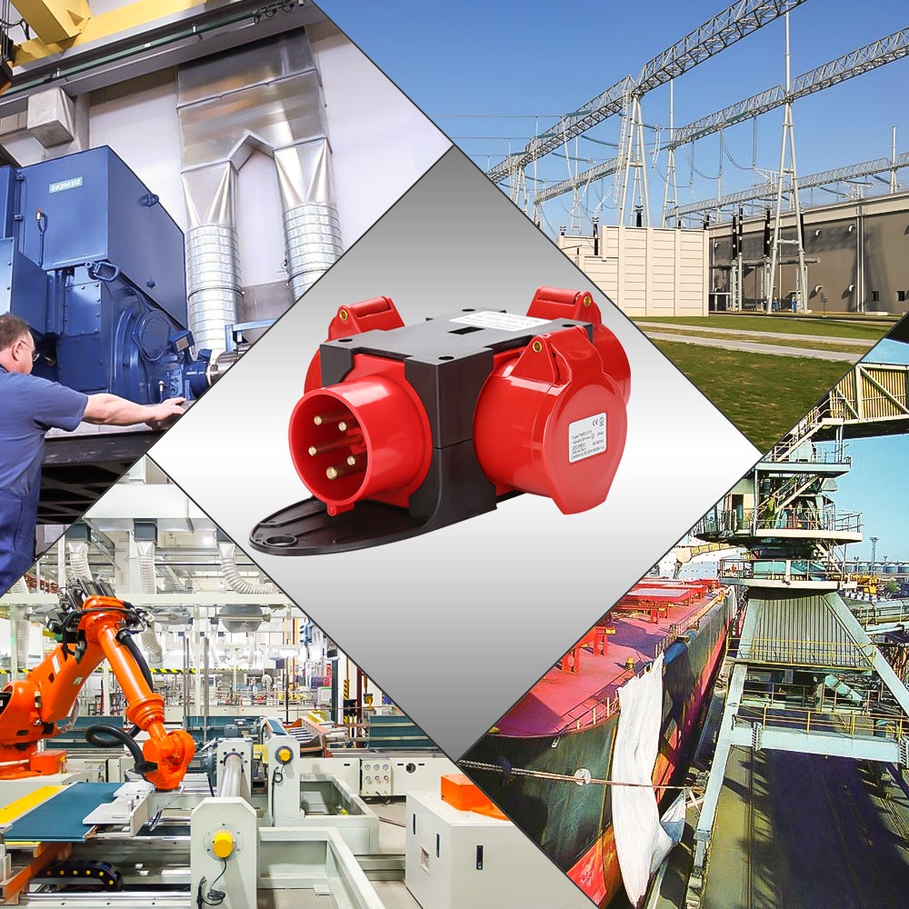 Coffret de Chantier Monophase Repartiteur de Courant Mural Coffret Electrique de Chantier 3 x CEE 400V / 32A Steckdose 5P - 2