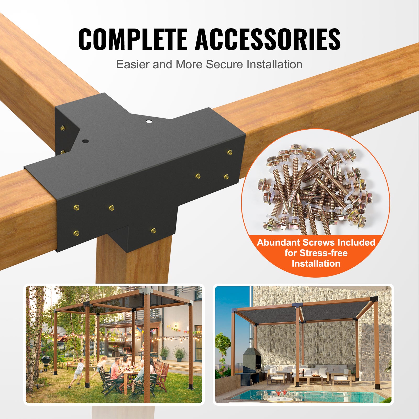 Kit supports de pergola SucceBuy 10,2 x 10,2 cm (intérieur 9,1 x 9,1 cm),support angle 4 voies pour menuiseries DIY,installation facile,2 pièces - 7