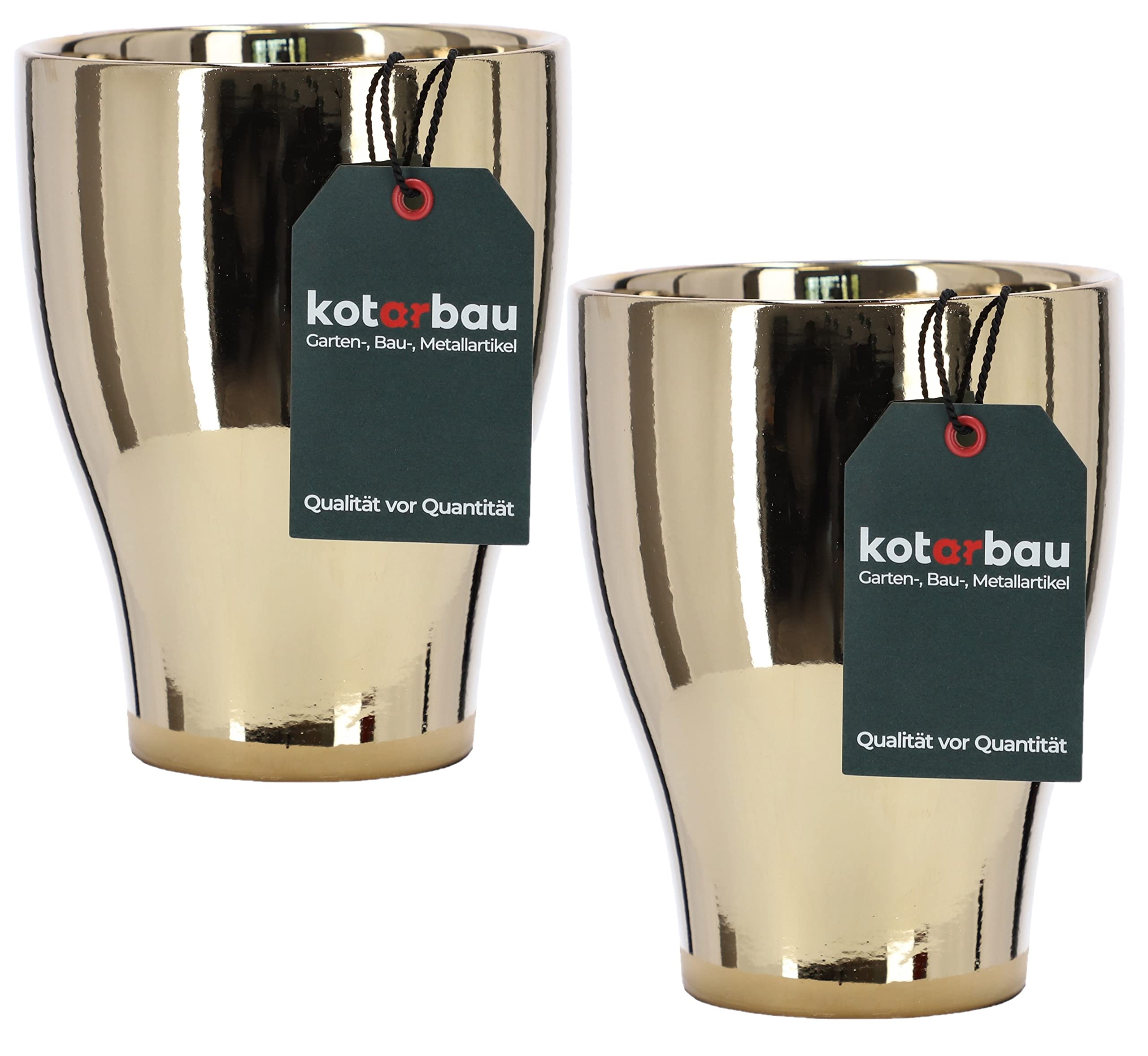 Doniczka osłonka ceramika szkliwiona złota - 2 szt. - KOTARBAU