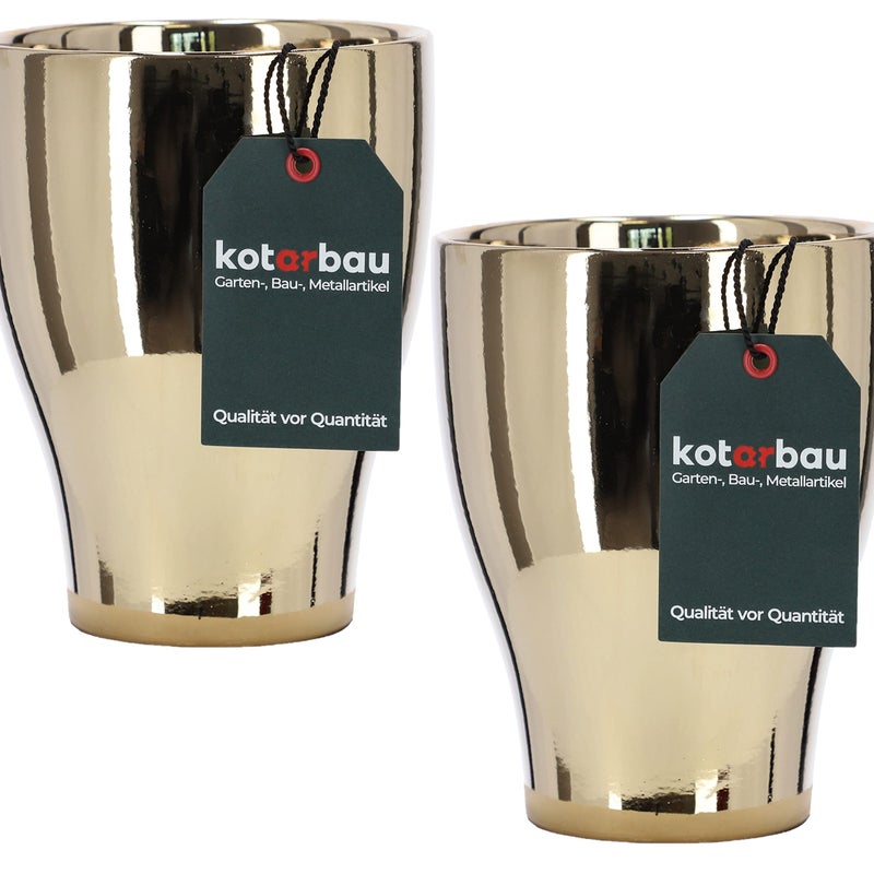 Doniczka osłonka ceramika szkliwiona złota - 2 szt. - KOTARBAU