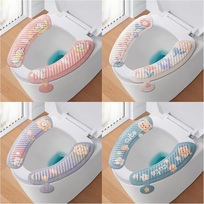 sztuki miękkich, zmywalnych nakładek na deskę sedesową z taśmą samoprzylepną do łazienki – antypoślizgowe i miękkie