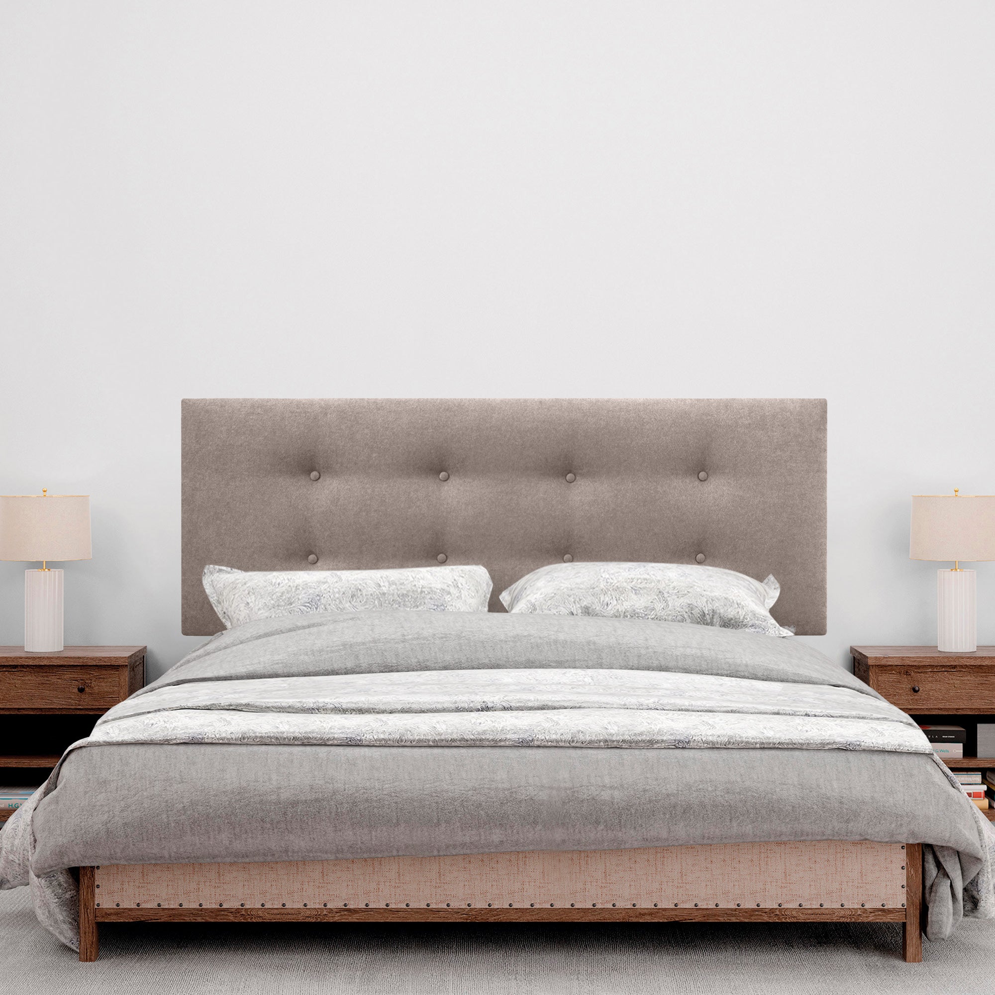 DHOME Cabecero de Tela AQUALINE Pro con 2 hileras de Botones Cabezal tapizado Cama Lujo (Tierra, 160cm) - 4