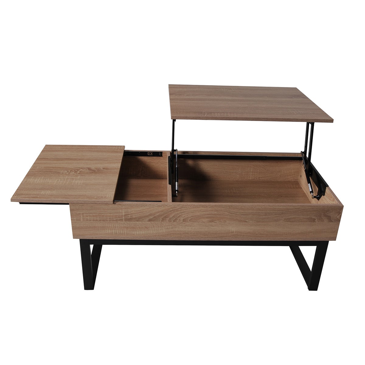 Table basse avec plateau relevable Gena Bois et Noir - 4