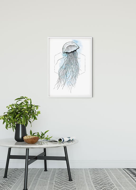 Cartel artístico de komar - jellyfish watercolor - talla: 50 x 70 cm