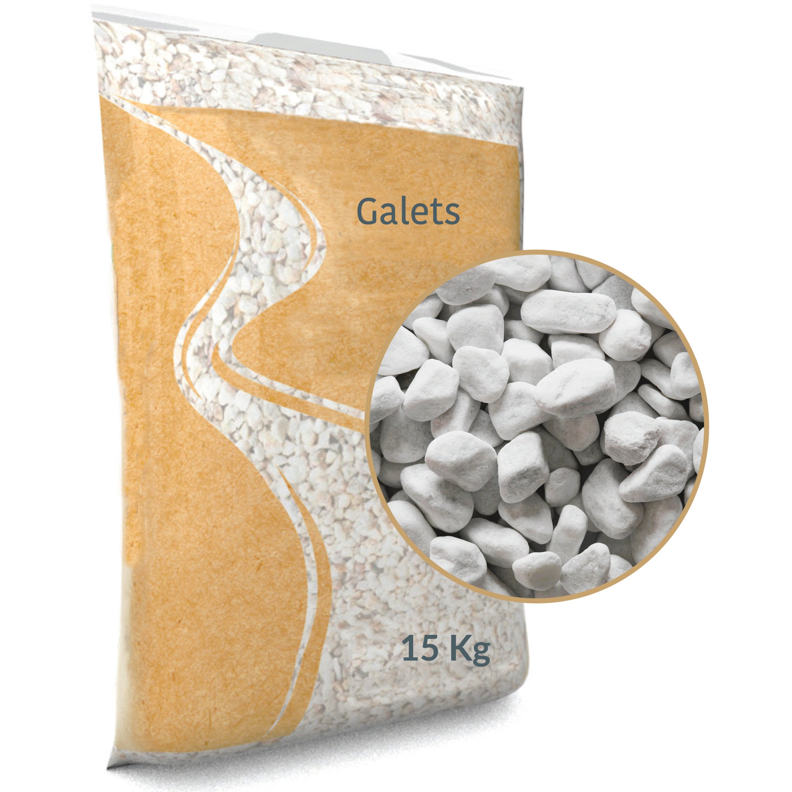 Galet roule blanc Carrare 15/25 en sac de 15 KG - 6