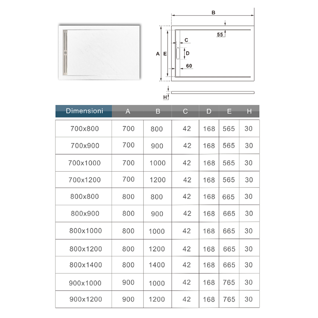 Aica Italy Piatto Doccia Bianco Rettangolare 80x100x3cm Marmo E Resina Mista Finitura Pietra Ruvida Ultraslim Antiscivolo - 4
