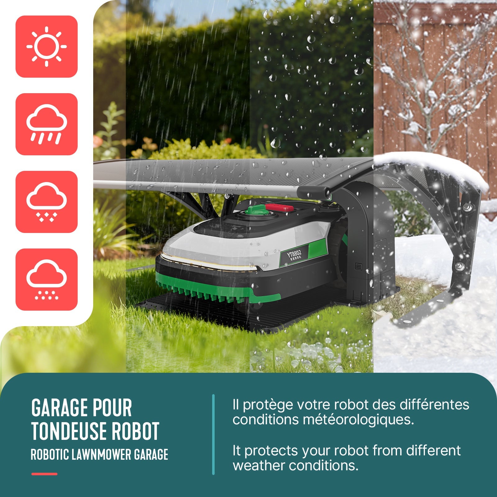 Garage de tondeuse robot Abri 104x80x50 cm gris VOUNOT® - 4