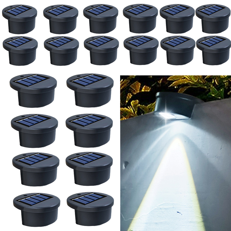 Zestaw 20 sztuk solarnych lamp schodowych LED, zewnętrzne oświetlenie ogrodowe, białe światło