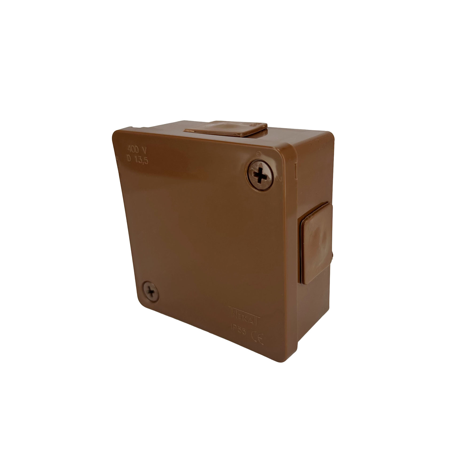 Puszka natynkowa hermetyczna 86x86x40mm 4-wlotowa, z dławikami gumowymi, IP55 zamknięcie ""na wkręty", brązowa EDO