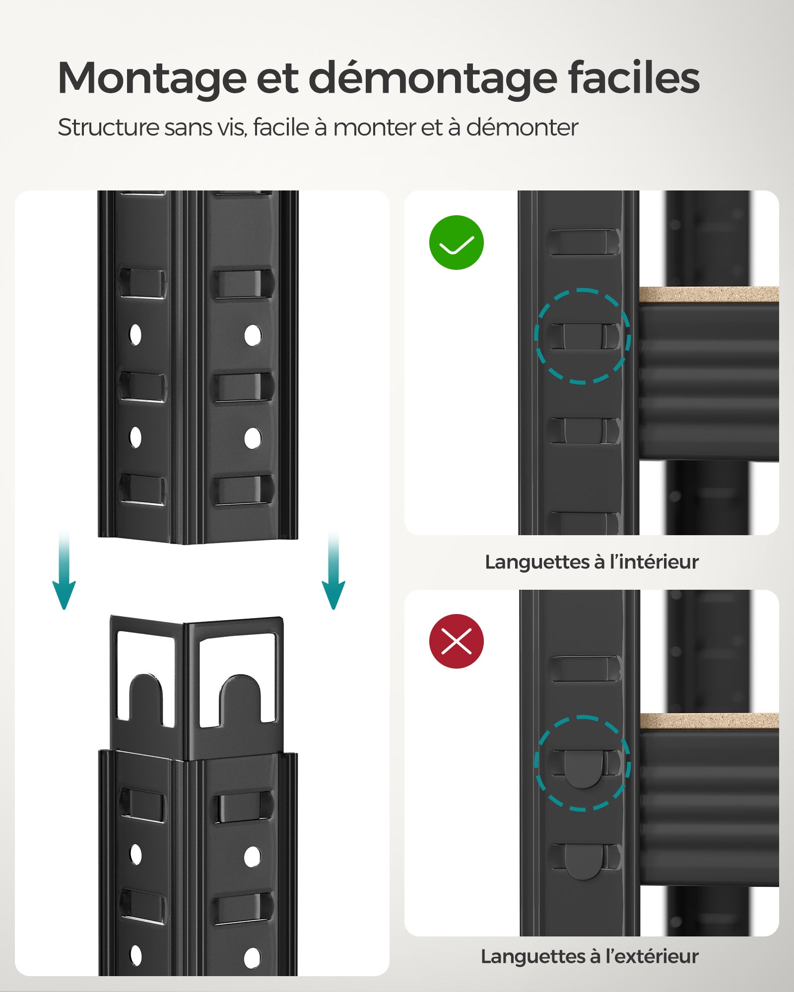 Lot de 2, Étagère de Rangement à 5 Niveaux, 40 x 90 x 180 cm, Capacité 875 kg, Planches Réglables, Style Industriel, pour Cuisine, Salon, Noir - 6