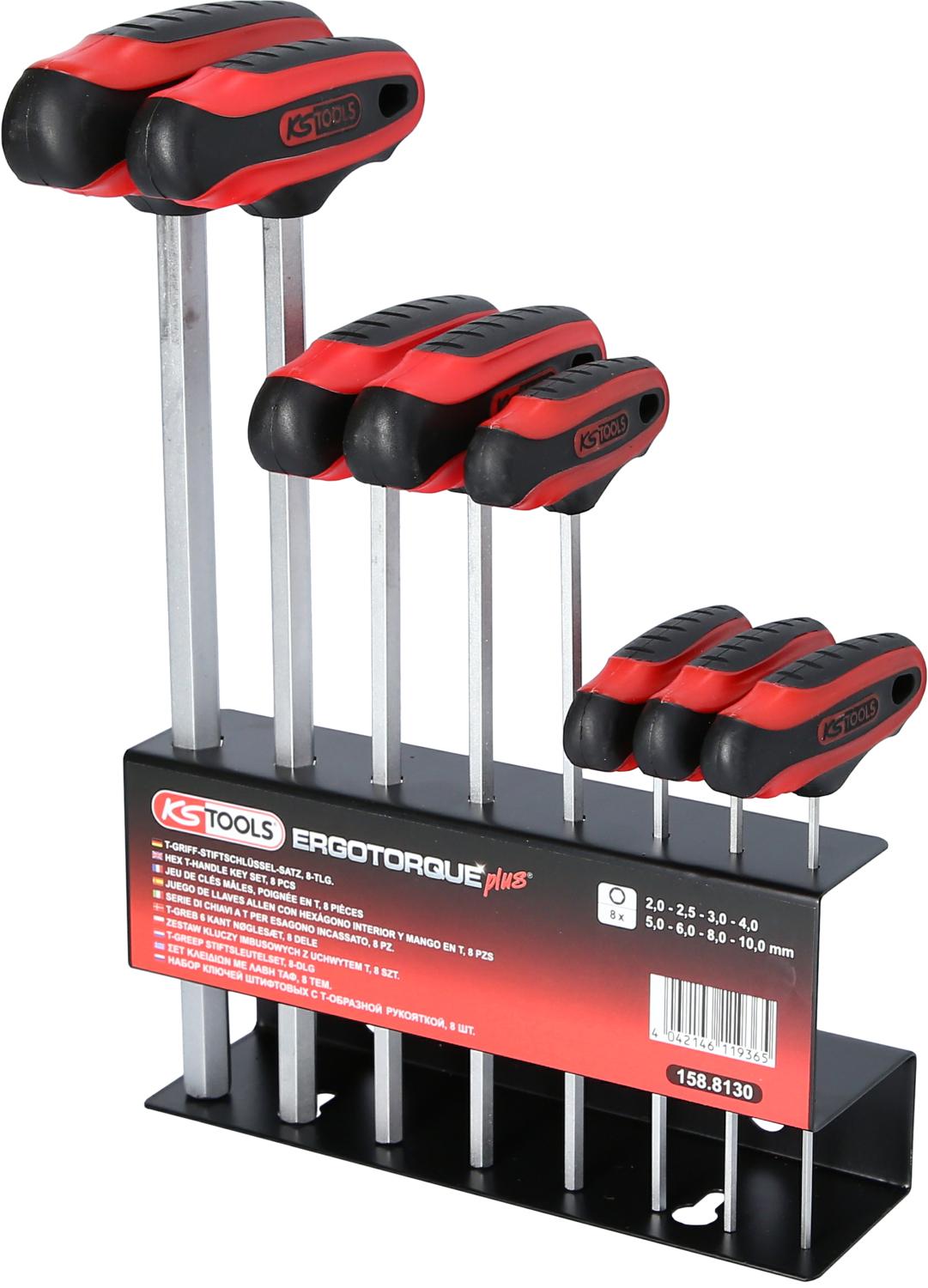 Zestaw kluczy imbusowych z uchwytem T KS TOOLS ERGOTORQUEplus, 8 elementów (158.8130)