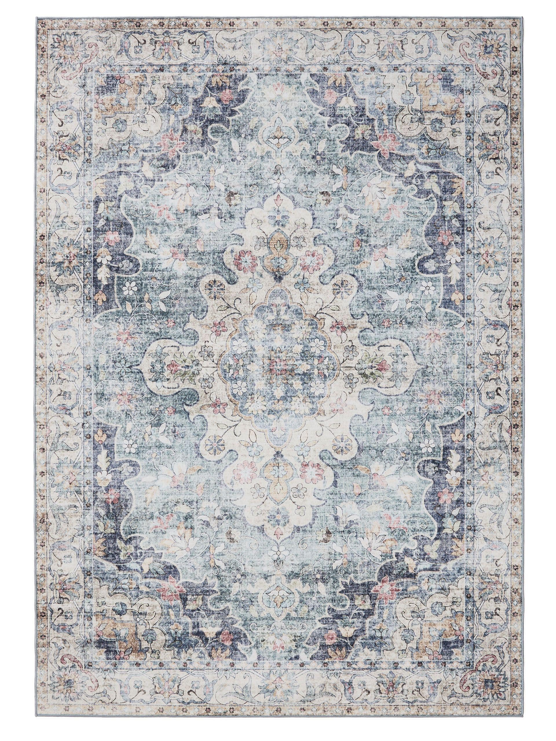 ABAKUHAUS Tappeto Da Parete E Copriletto Vista Mare – 230x140 Cm, Microfibra, Lavabile, Onde E Rocce, Beige Blu Bianco