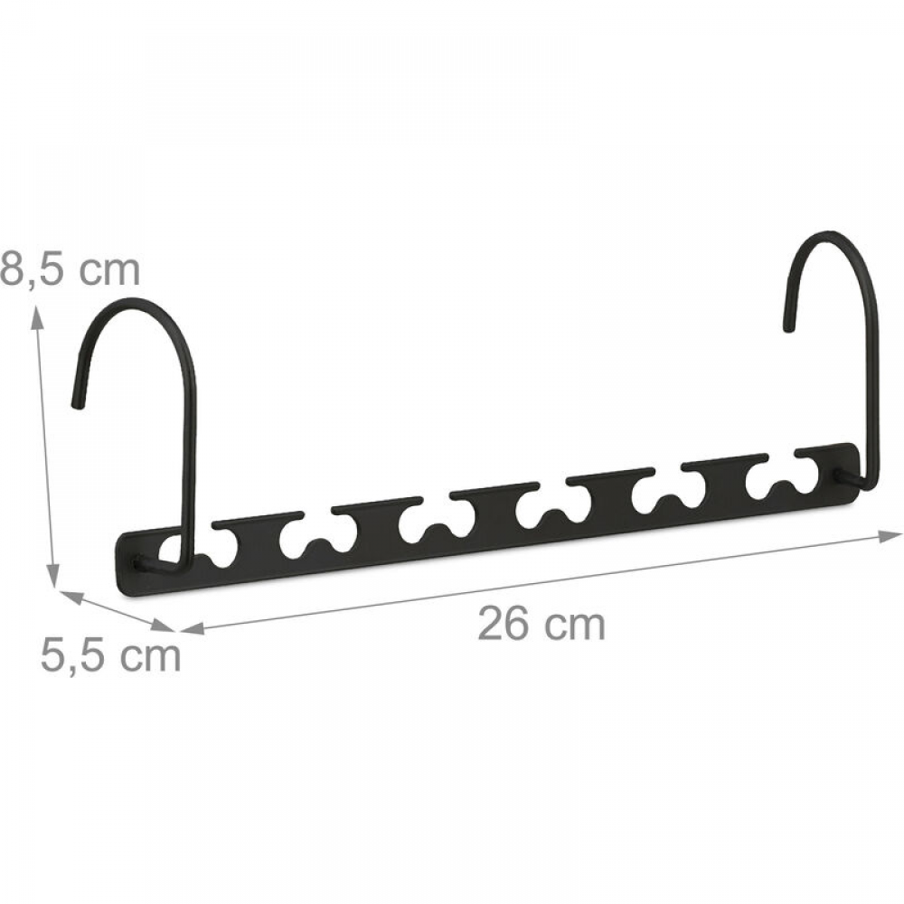 Wieszak Magic, 6 szt., poziomy, pionowy, oszczędzający miejsce, 26 cm, metalowy organizer, czarny - 4