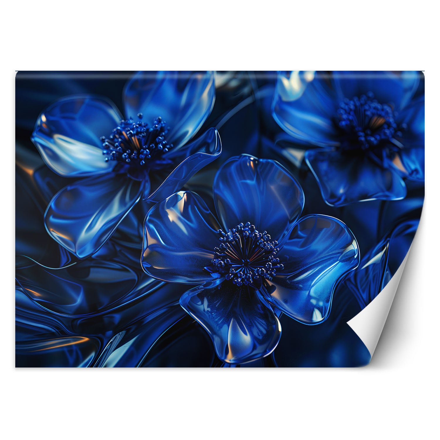 Fototapeta, Niebieskie szklane kwiaty makro 3D 200x140
