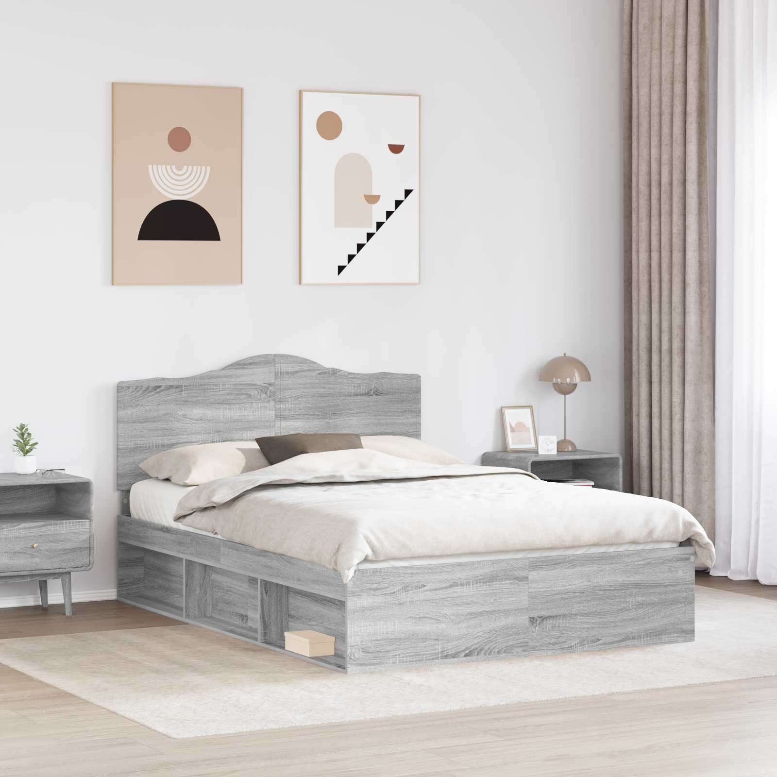 Cadre de lit Gris 140 x 190 cm Pin massif - 3