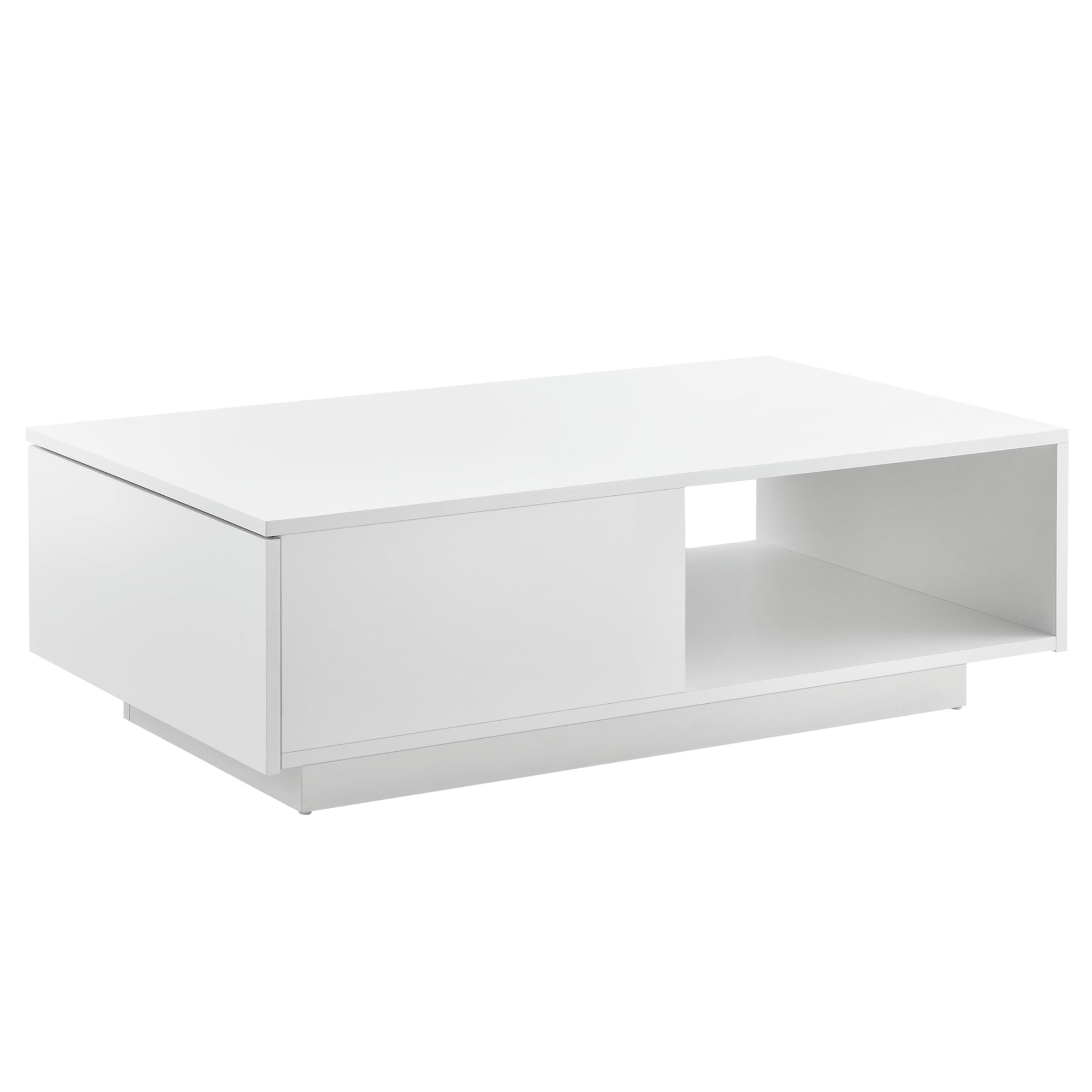 KOMHTOM Tavolino Da Caffè Bianco Con Cassetti E Dettagli Oro, 100x50x40 Cm, In MDF, Pratico E Stabile Per Soggiorno