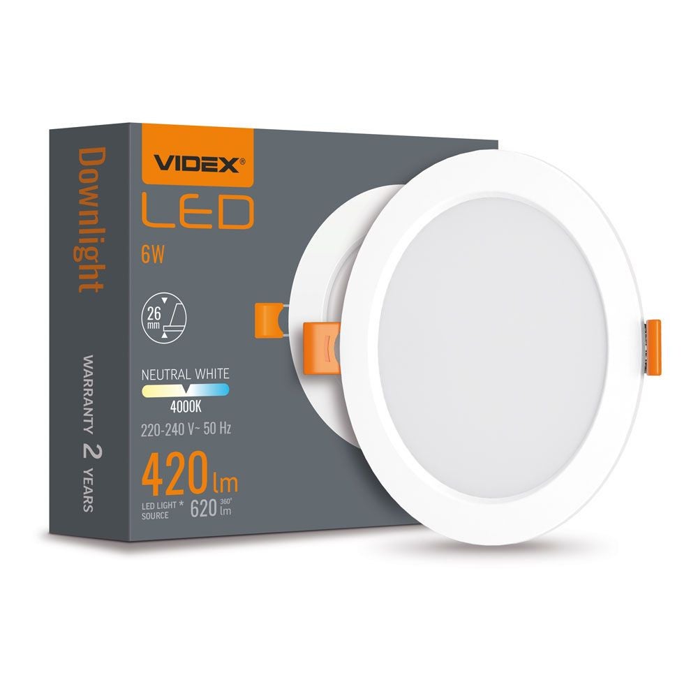 Oprawa stropowa sufitowa wpuszczana Downlight biała LED 6W 4000K 620lm wym: 11,8 x 11,8 x 2,6 cm okrągła Videx