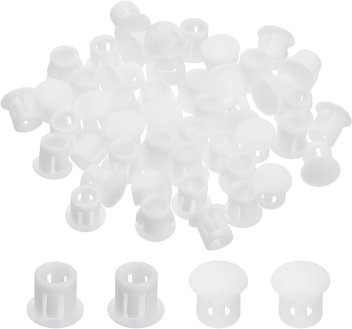 48 szt. 6 mm plastikowych zaślepek do otworów na śruby, przelotek biurkowych, klamer blokujących, do mebli, bitów wpuszczanych w kolorze białym