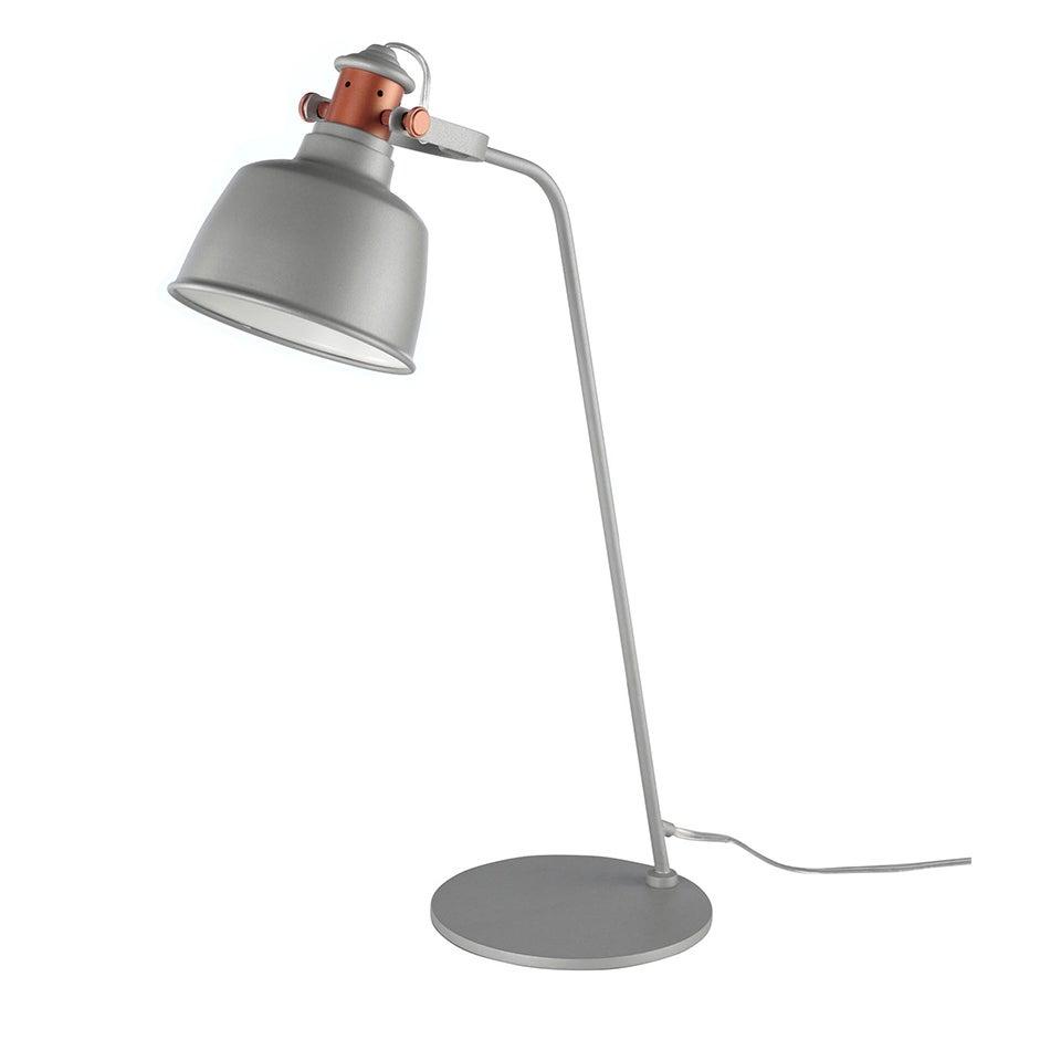 Lampa stołowa z detalami z szarej stali i brązu 42 x 18 x 60 cm