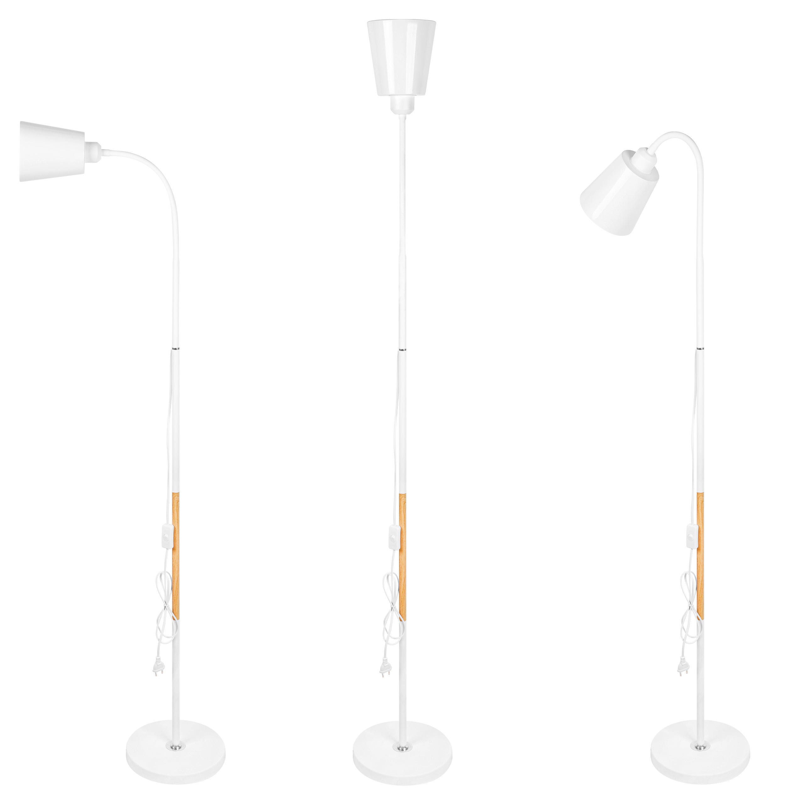 Lampa podłogowa stojąca E27 LED Koko 145cm IP20 biała stal drewno MasterLED - 4