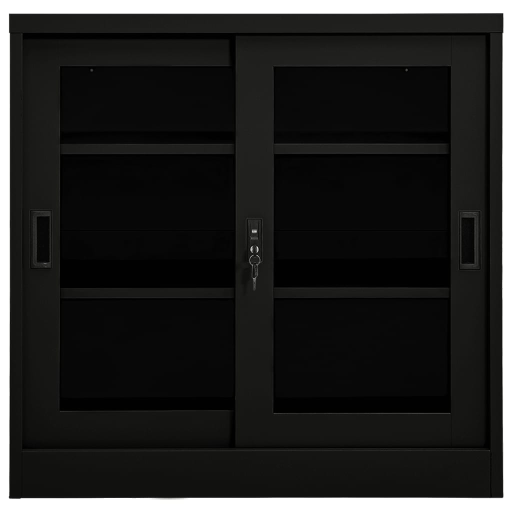 Armario con puerta corredera acero negro 90x40x90 cm cfw104750
