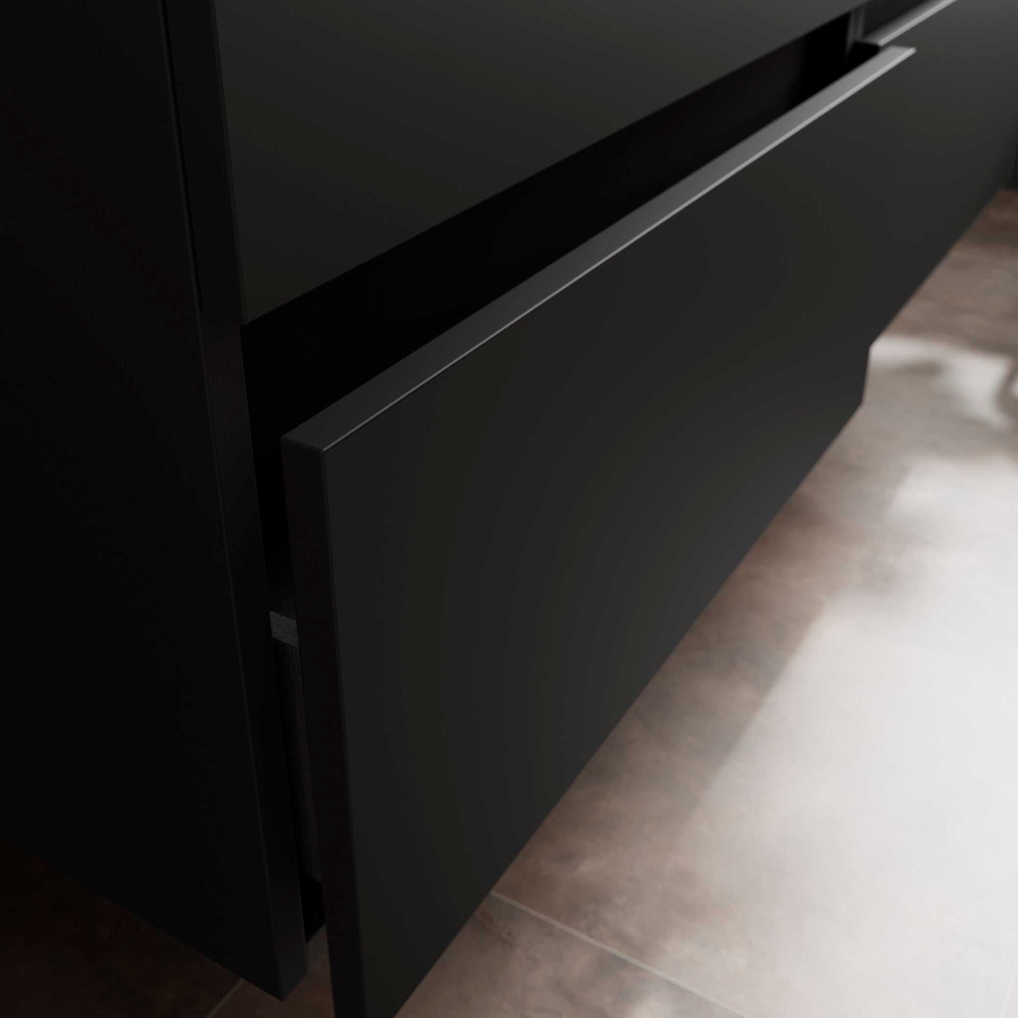 Meuble de salle de bain BEQUIA Plus 100cm Noir mat /Chêne | Vasque à poser Porcelaine Côté réversible - 4