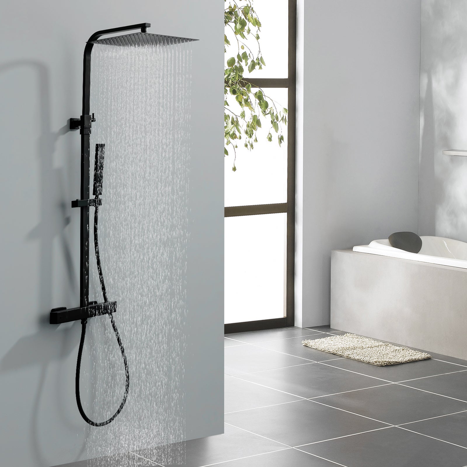 AICA Colonne De Douche Set De Douche Thermostatique Avec Douchette 3 Fonctions Colonne De Douche Hauteur Reglable 92115971