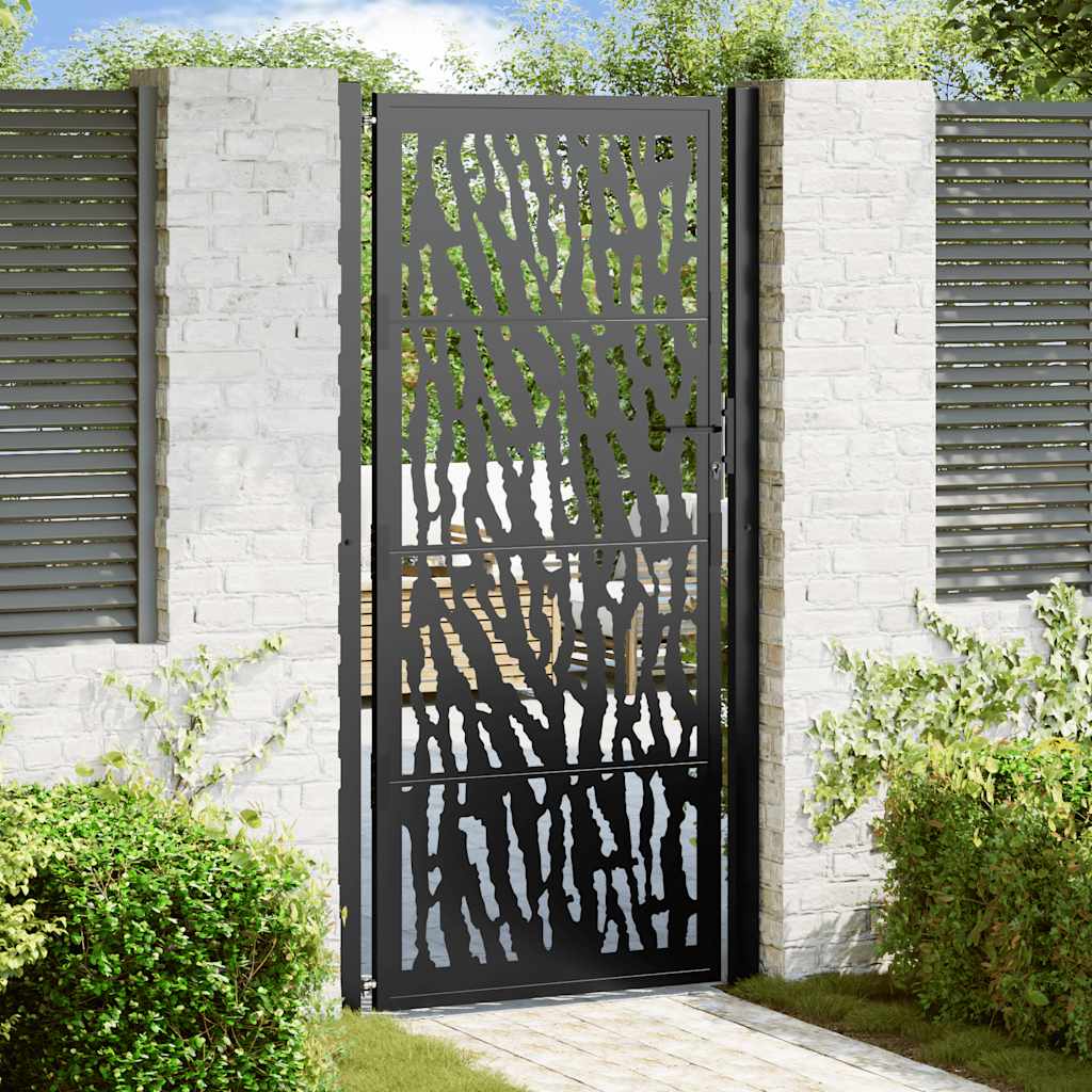 Vidaxl Puerta De Jardín 100X200 Cm De Acero Con Diseño De Trazos Negra , Leroy Merlin
