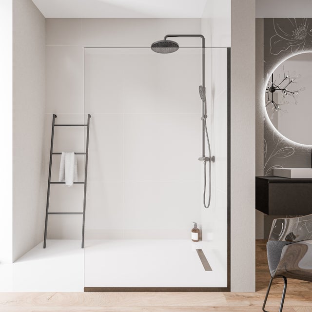 Bernstein Ścianka prysznicowa Walk-In kabina prysznicowa EX102 profil podłogowy i ścienny czarny mat 110x200 cm