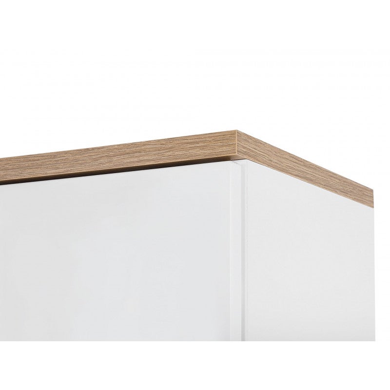 Meuble haut blanc et chêne pour rangement salle de bain Cambay - 6