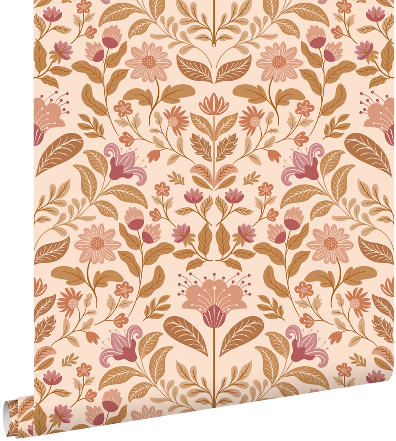 Tapeta zabytkowe kwiaty fioletowymIzielonym - 50 x 900 cm - ESTAHOME