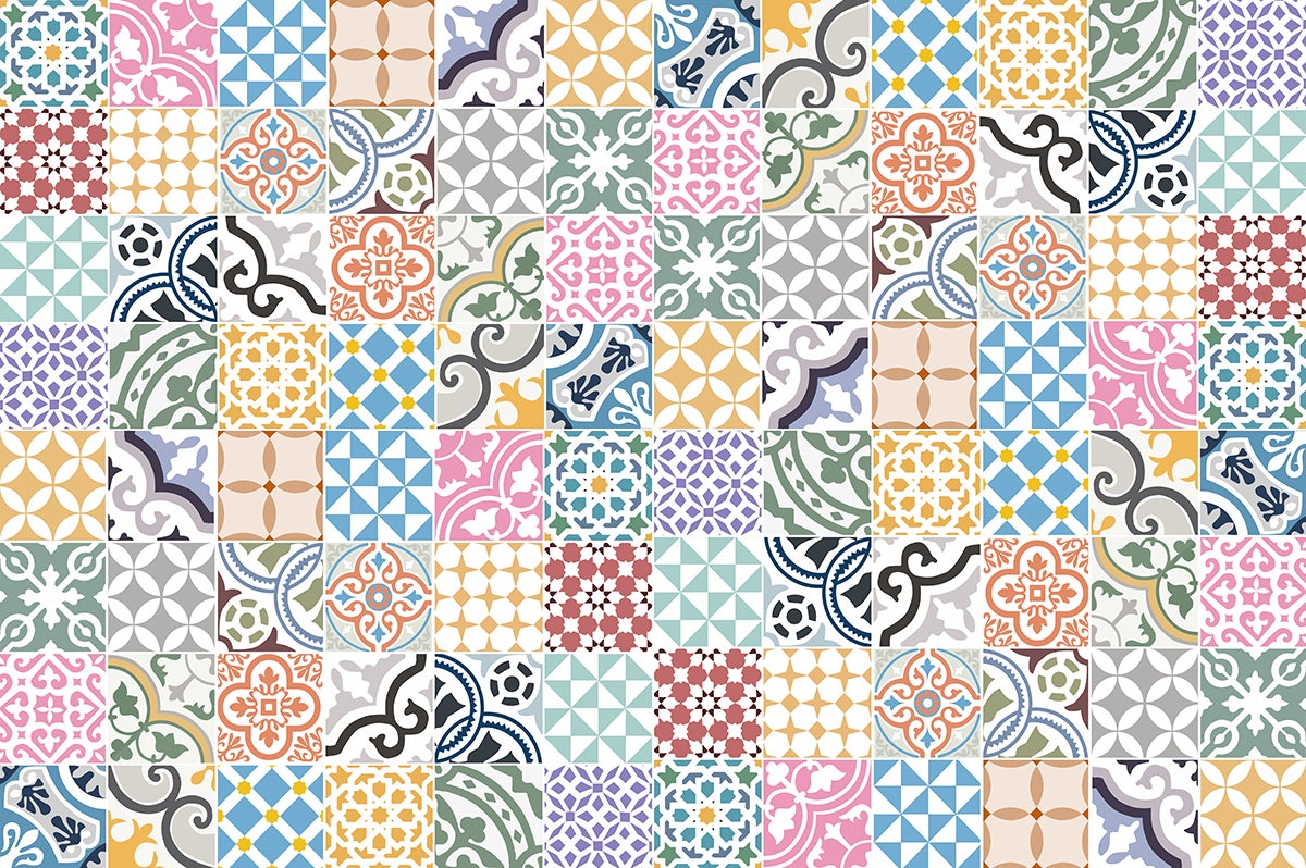 Alfombra de vinilo san_tropez 200x266 cm - pvc antideslizante, vinilica para cocina o salón, lavable, estilo hidraúlico