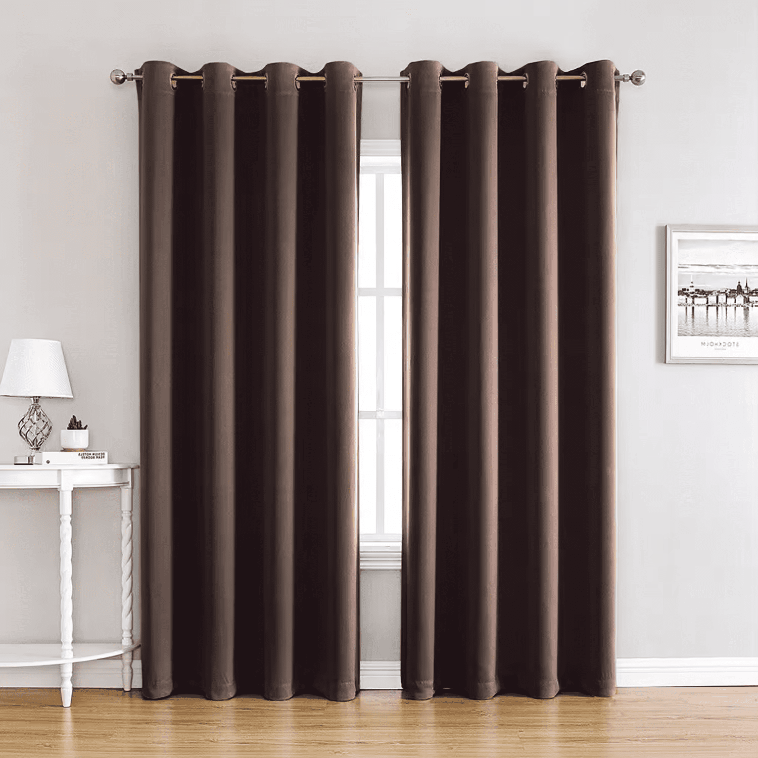 Cortinas opaca foscurit gruesa y suave 140x260cm resistente al calor y la luz, color marrón (2 piezas)